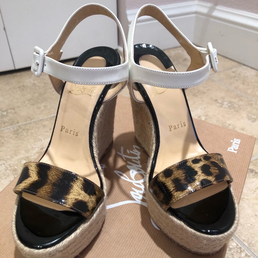 Christian Louboutin Leopard/White Wedges Size 36